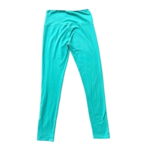 Aqua High Waisted Leggings with Stretchy Fabric - Picture 3 of 3